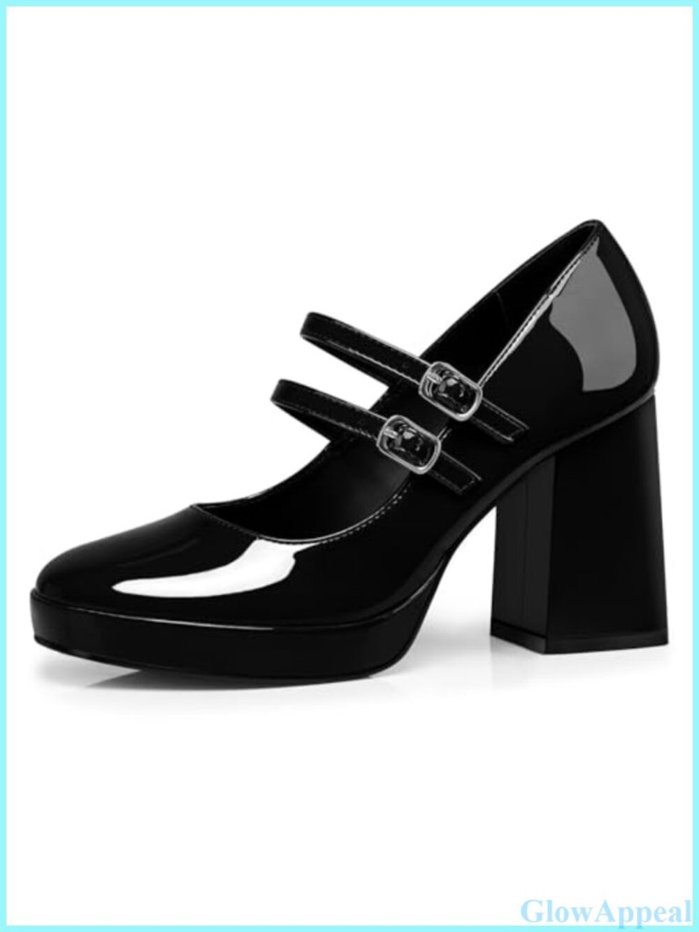 Women's Chunky Mary Jane Heels Faux Leather Buckle Pumps